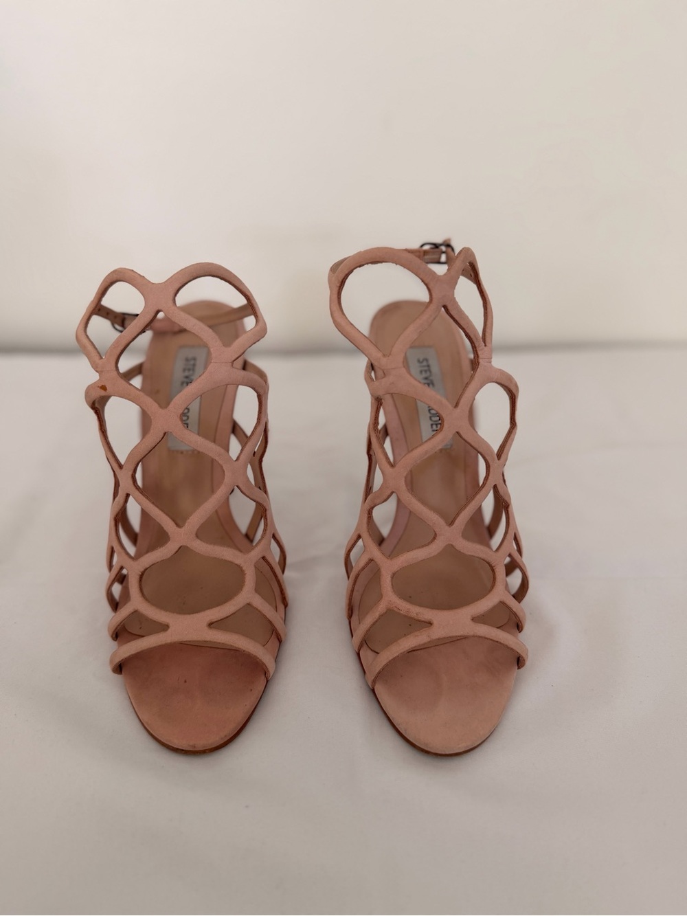 Steve Madden Blush Pink Lattice Cutout Heeled Sandals